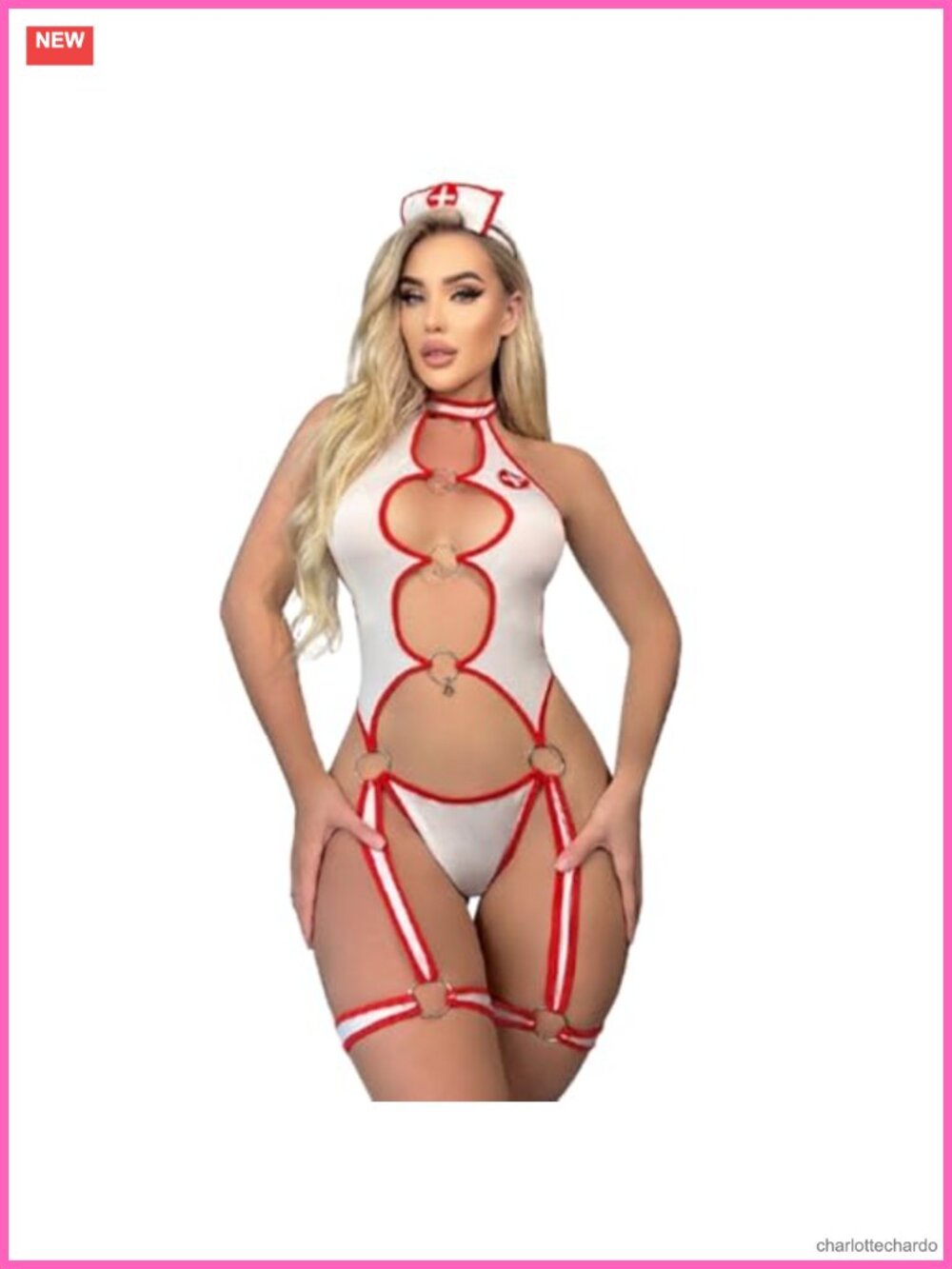 Sexy Nurse Costume 4-Piece Bodysuit Set Roleplay Fantasy Lingerie